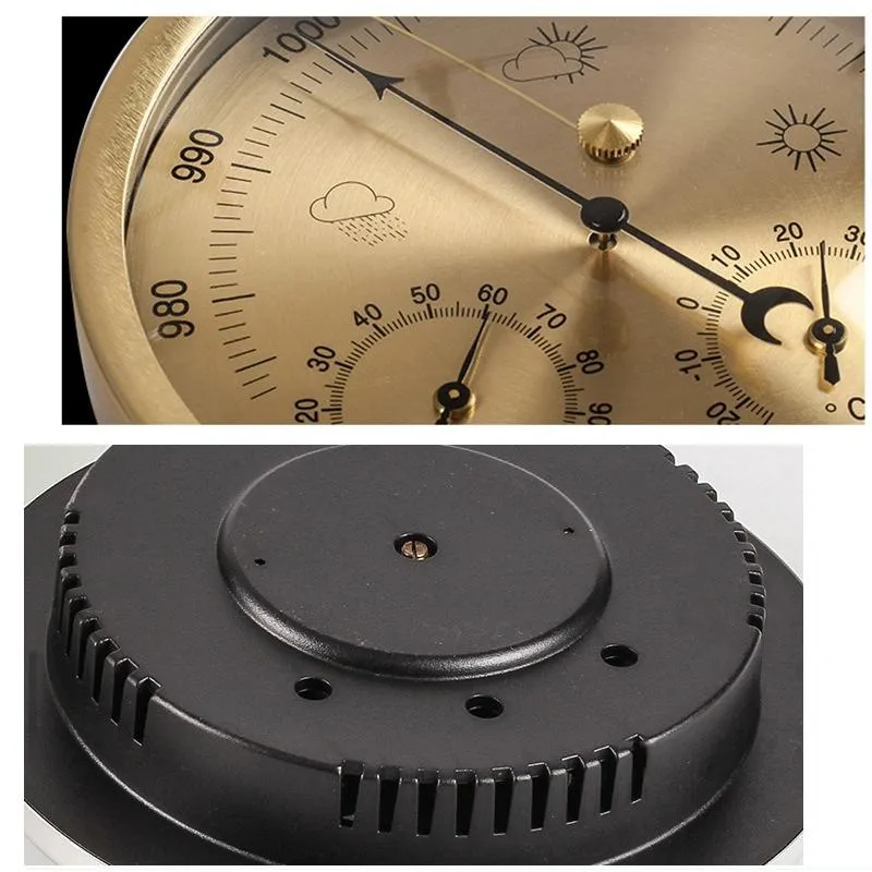 128Mm Silver Wall Hanging Weather Station With Barometer Thermometer And Hygrometer