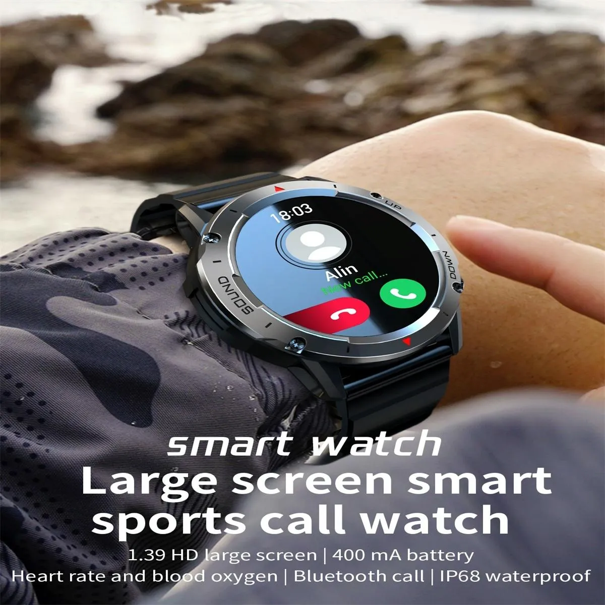 1.39 Inch Colour Screen Smart Watch Support Heart Rate Monitoring / Blood Pressure Monitoring
