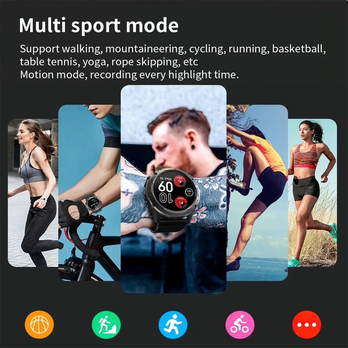 1.39 Inch Colour Screen Smart Watch Support Heart Rate Monitoring / Blood Pressure Monitoring