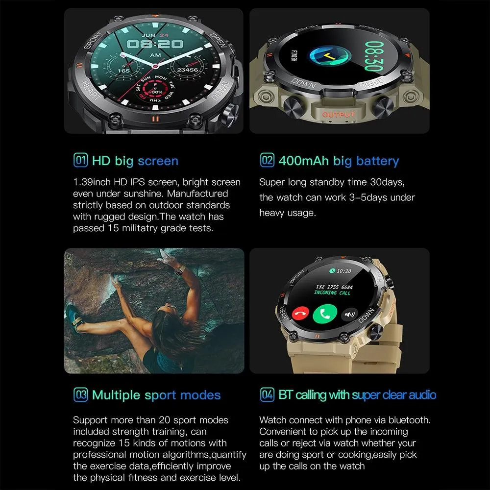 1.39 Inch Heart Rate / Blood Pressure / Blood Oxygen Monitoring Smart Calling Watch