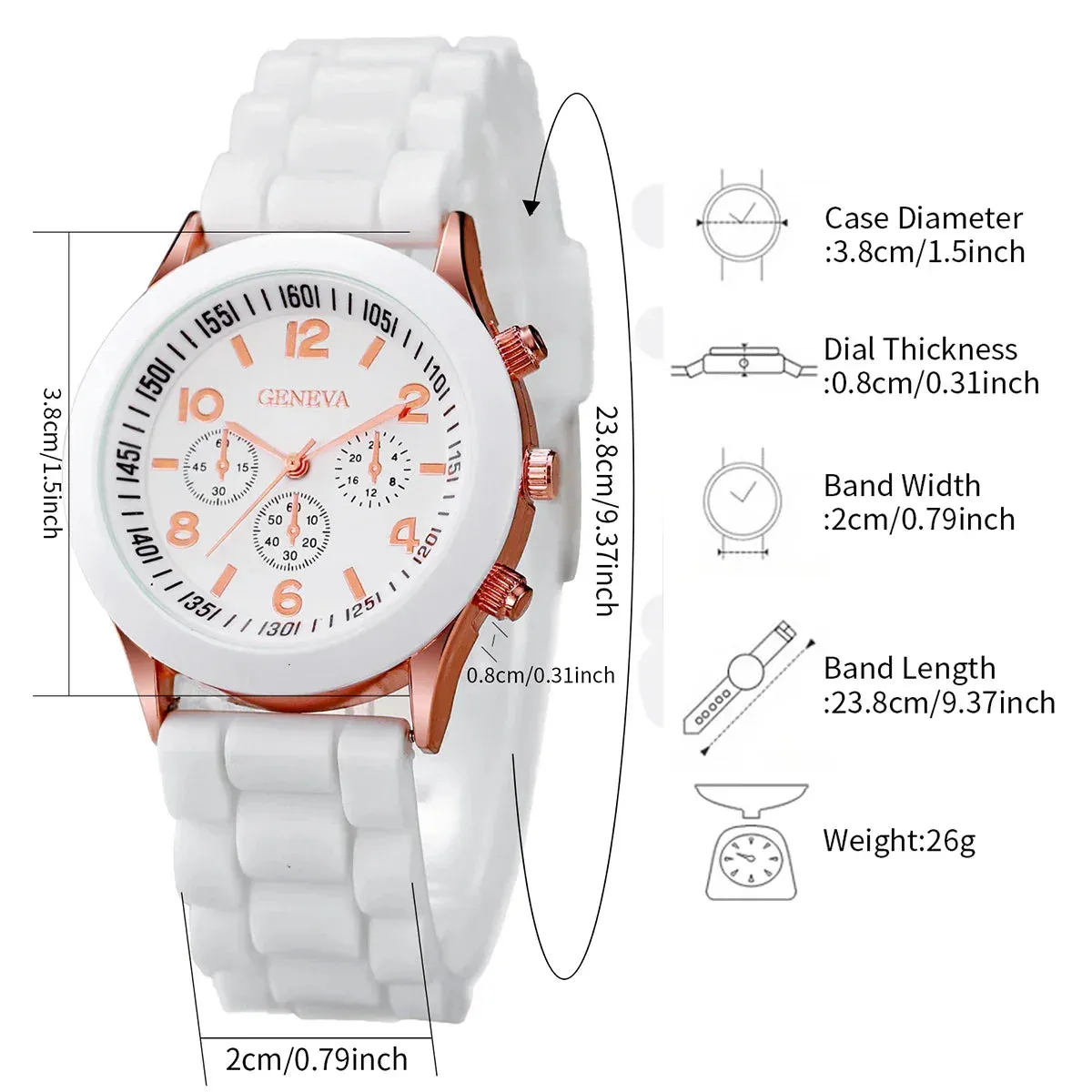 2 Piece Fashion Watch Bracelet Set Silicone Band Quartz Movement