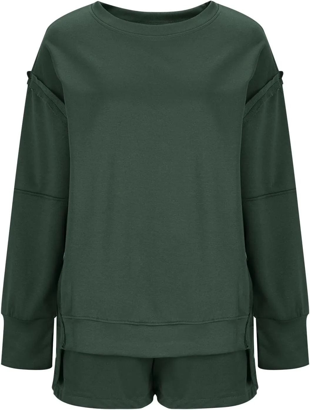 2 Piece Outfits For Women Oversized Crew Neck Sweatshirts And Shorts Tracksuit Set Casual Fall Sweatsuit Lounge Sets