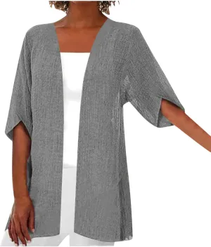 2025 Lightweight Cardigans for Women Summer Casual Half Sleeve Kimono Loose Open Front Blouse Top Plus Size Outfits