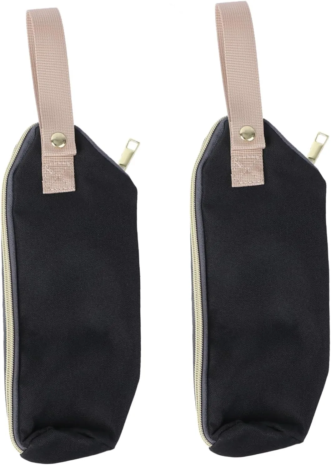 2pcs Portable Milk Bottle Pouch Insulated Feeding Bottle Bag for Care Compact Design for Stroller Diaper Bag Use Black Color