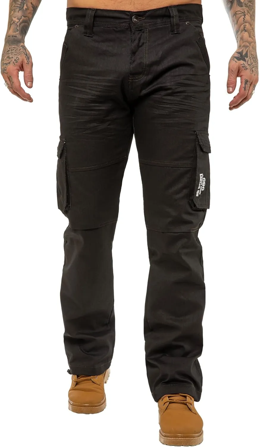 989Z ENZO Mens Cargo Combat Jeans Loose Fit Casual Denim Pants