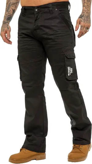 989Z ENZO Mens Cargo Combat Jeans Loose Fit Casual Denim Pants