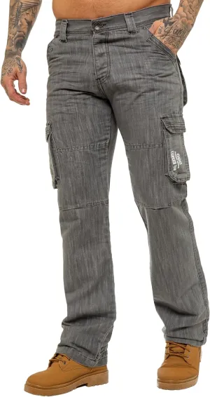 989Z ENZO Mens Cargo Combat Jeans Loose Fit Casual Denim Pants