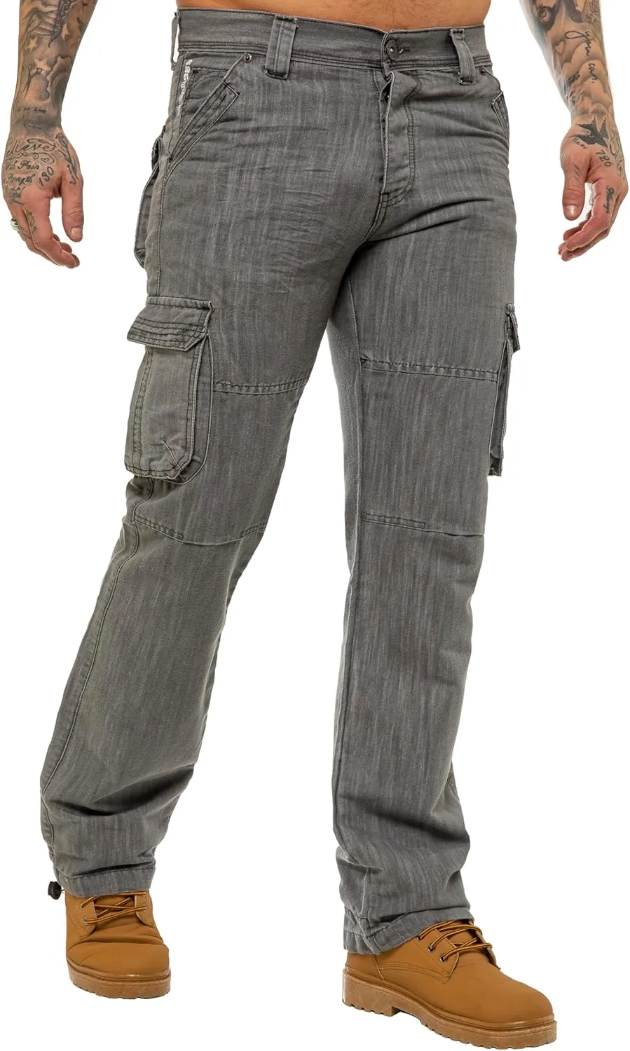 989Z ENZO Mens Cargo Combat Jeans Loose Fit Casual Denim Pants