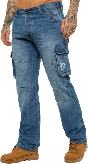 989Z ENZO Mens Cargo Combat Jeans Loose Fit Casual Denim Pants