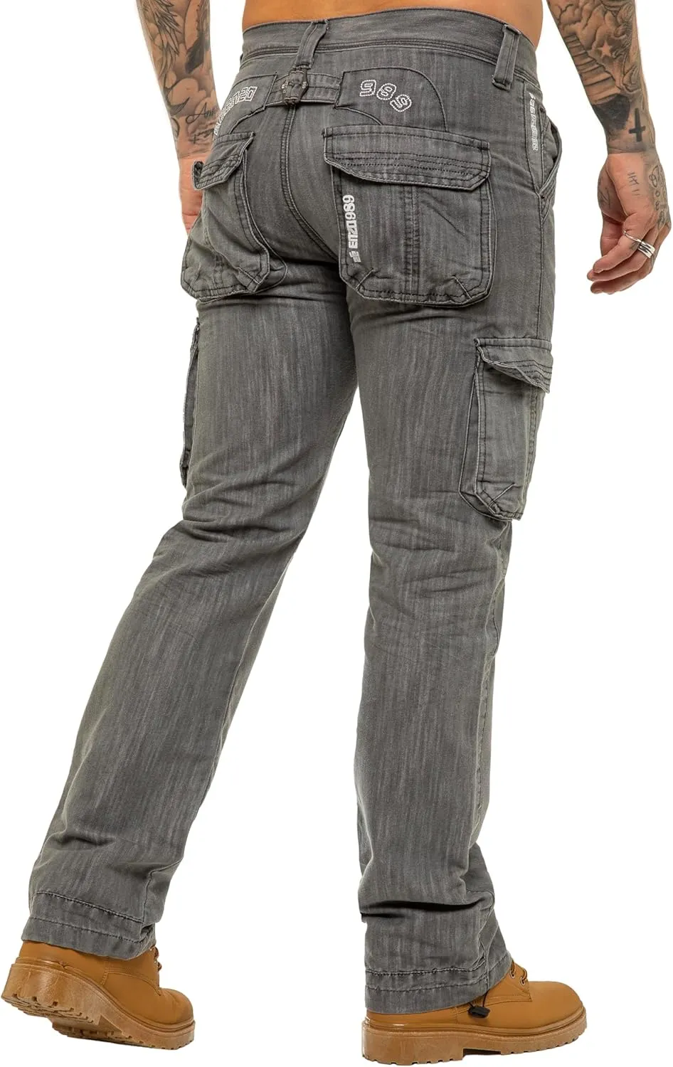 989Z ENZO Mens Cargo Combat Jeans Loose Fit Casual Denim Pants