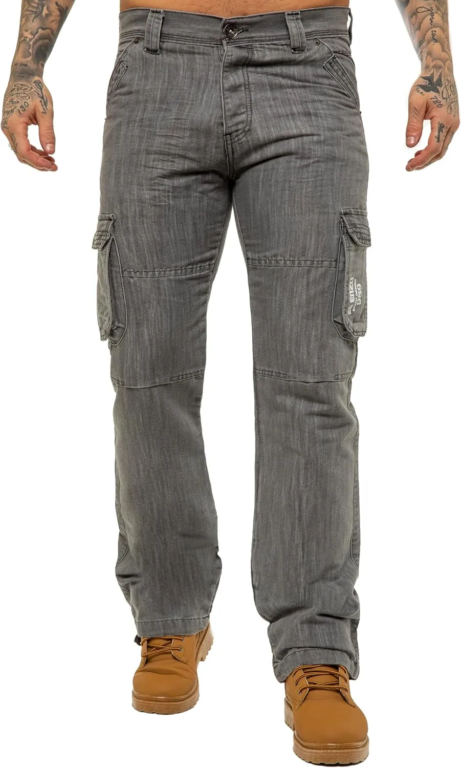 989Z ENZO Mens Cargo Combat Jeans Loose Fit Casual Denim Pants