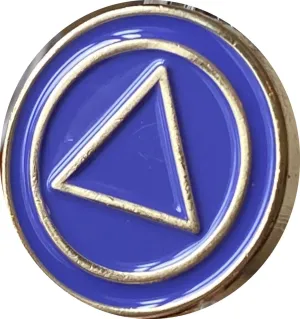 AA Lapel Pin Purple Color Gold Plated No Number Plain Front Circle Triangle Design