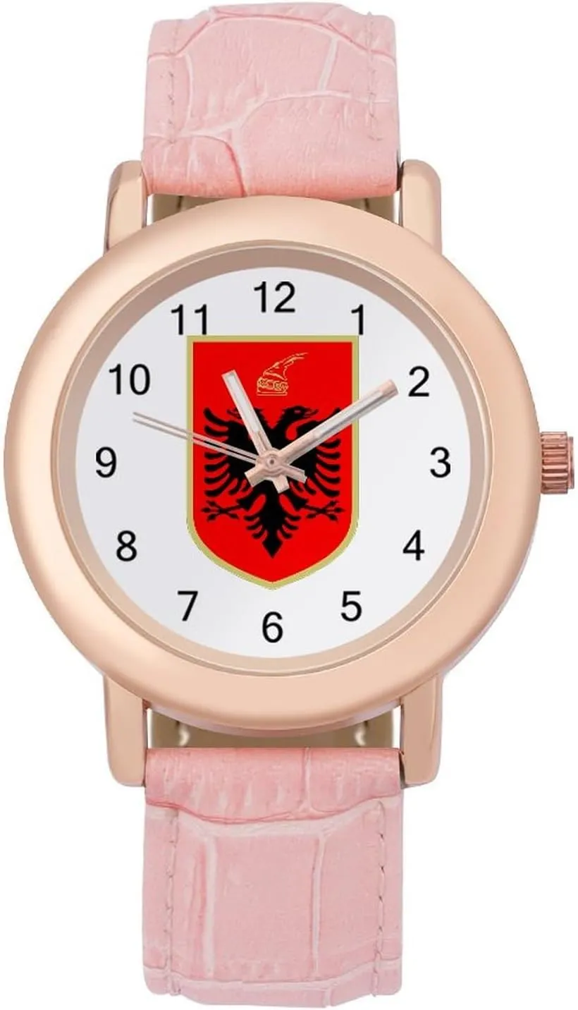 Albanian Flag Coat of Arms Fashion Casual Watches for Women Cute Girls Watch Gift Nurses Teachers