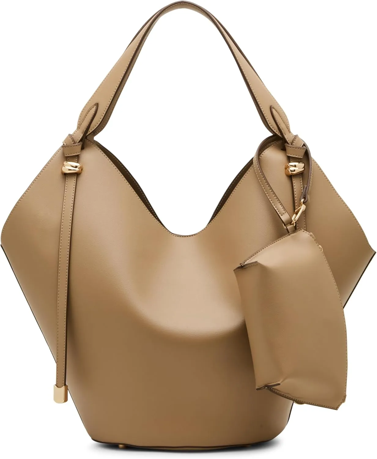 Anne Klein Large Hobo Tote with Pouch, Truffle