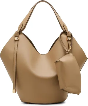 Anne Klein Large Hobo Tote with Pouch, Truffle