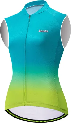 Aogda Cycling Jerseys Women Bike Shirts Team Biking Sleeveless Tops Bicycle Vests Clothing