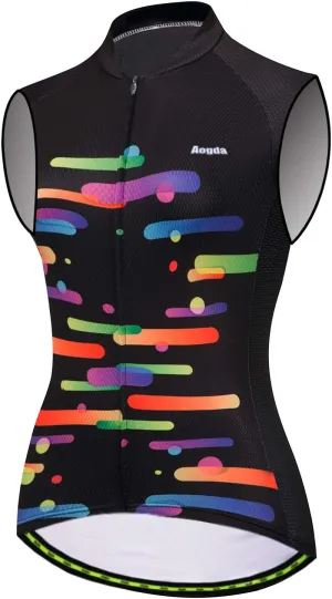 Aogda Cycling Jerseys Women Bike Shirts Team Biking Sleeveless Tops Bicycle Vests Clothing