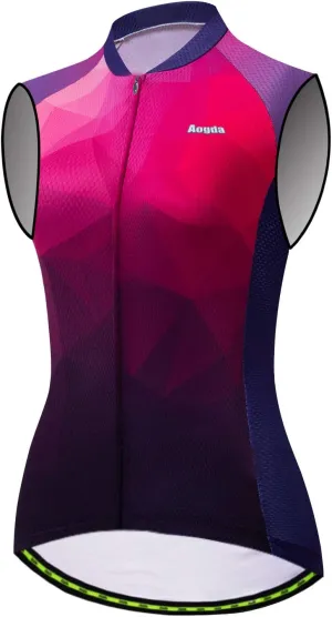 Aogda Cycling Jerseys Women Bike Shirts Team Biking Sleeveless Tops Bicycle Vests Clothing
