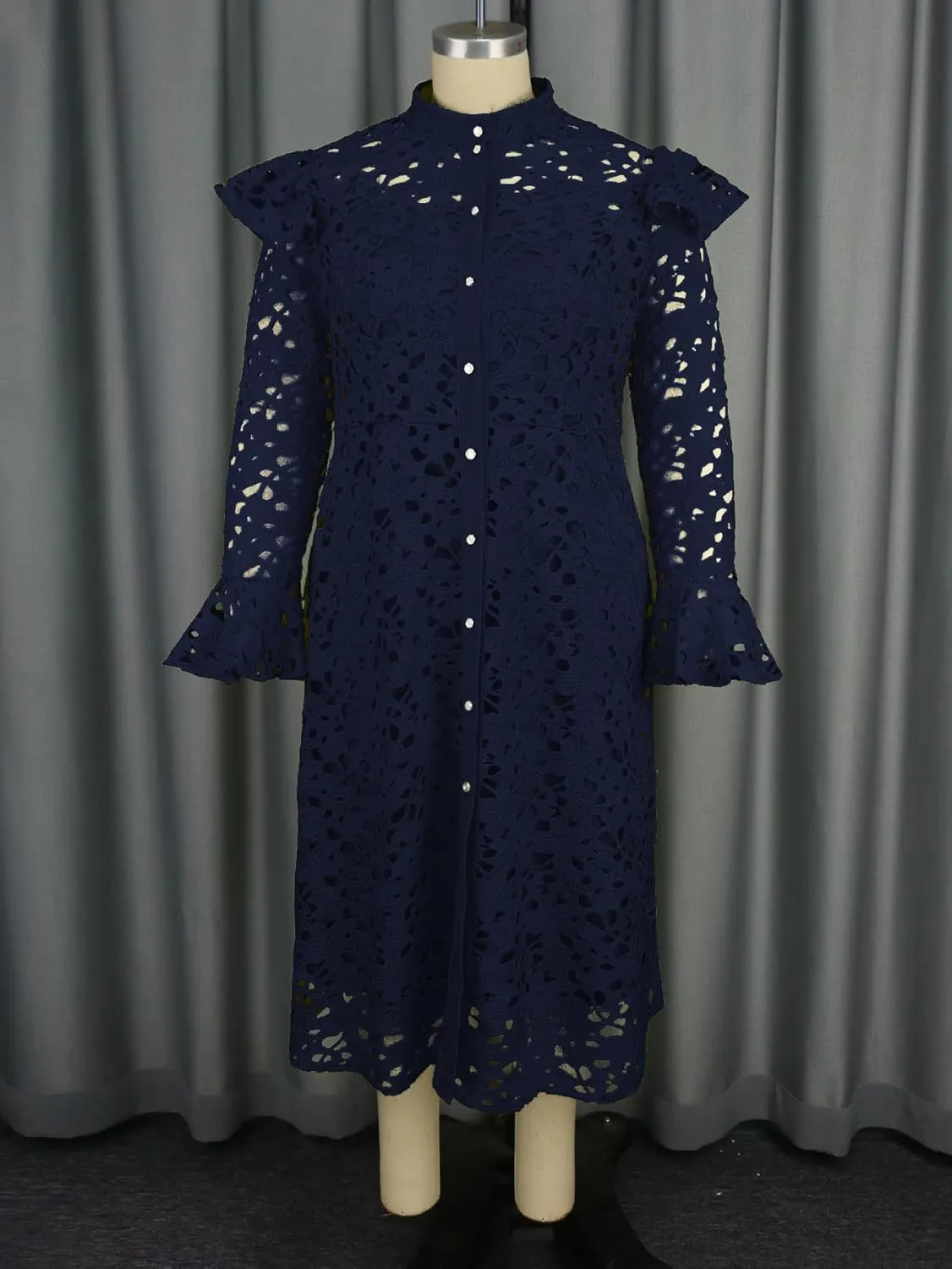 AOMEI Two Piece Dress Sets for Women Slip Shift Midi Dress with Eyelet Lace Button Down Cardigan Cocktail Party Outfits