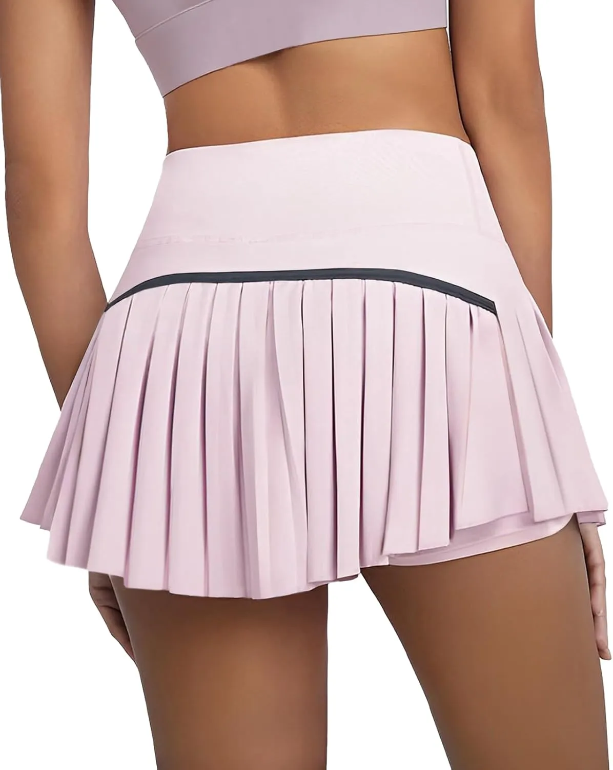 Athletic Pleated Tennis Skirt for Women Flowy A-Line Golf Skort with Shorts Pockets High Waist Workout Sport Skirt