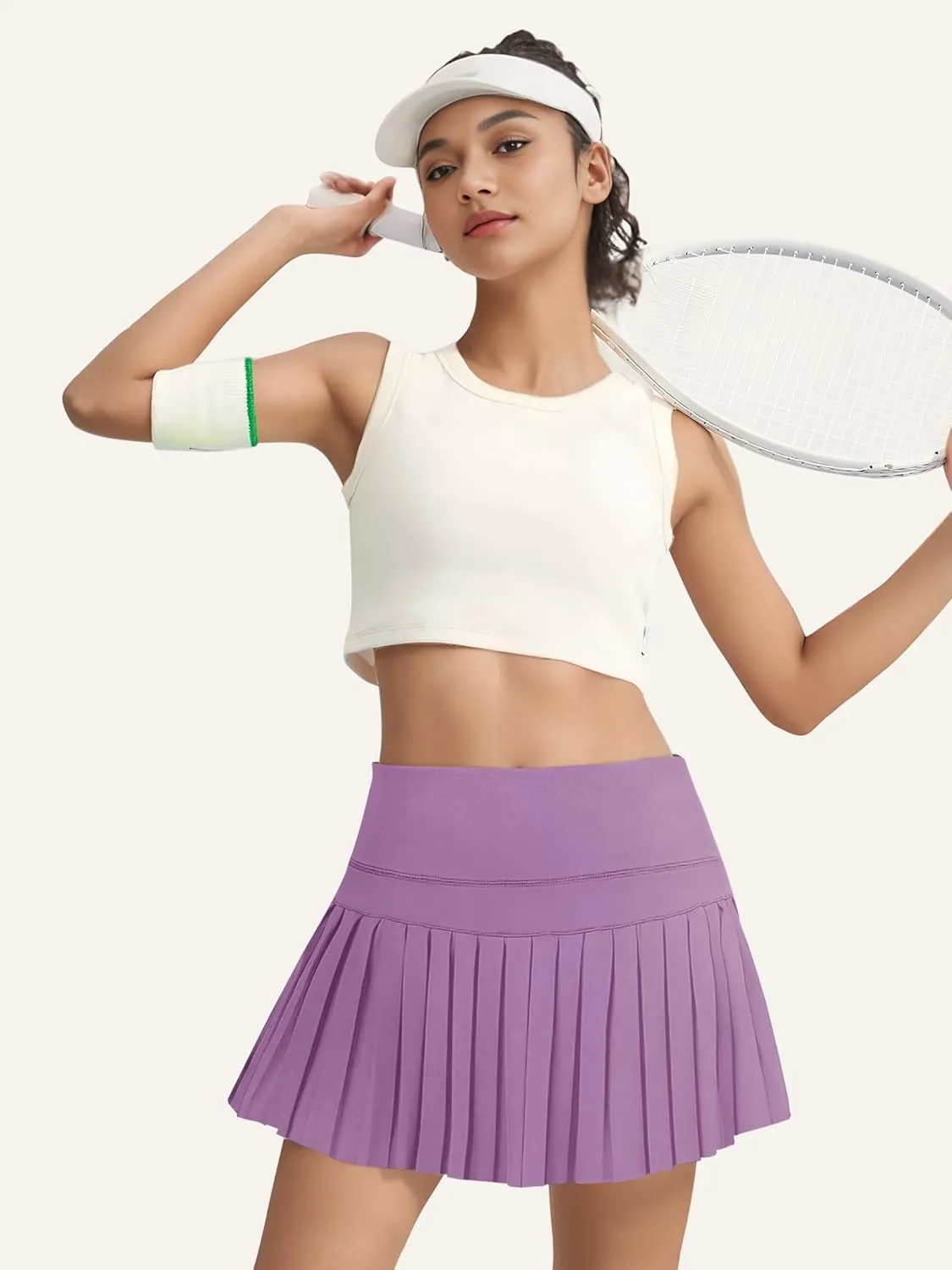 Athletic Pleated Tennis Skirt for Women Flowy A-Line Golf Skort with Shorts Pockets High Waist Workout Sport Skirt