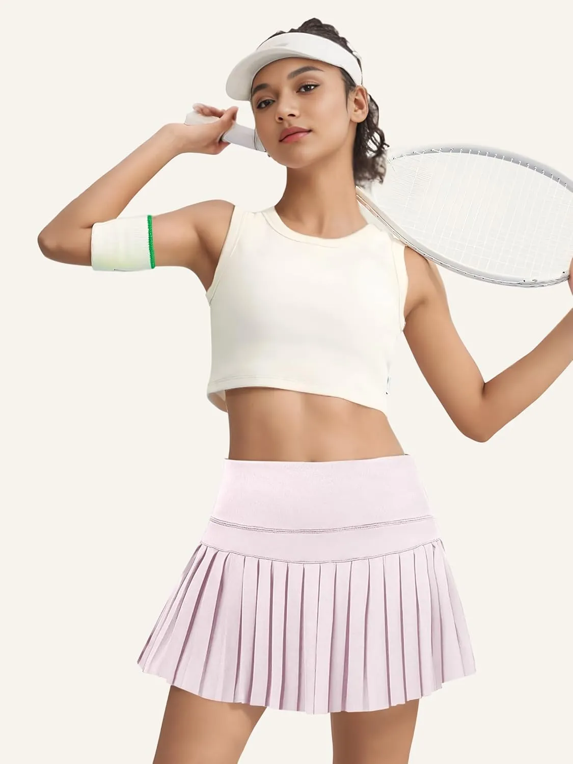 Athletic Pleated Tennis Skirt for Women Flowy A-Line Golf Skort with Shorts Pockets High Waist Workout Sport Skirt