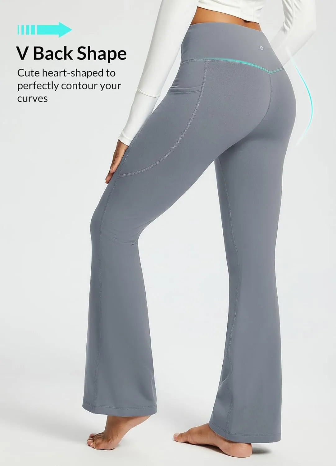 baleaf Women's Fleece Lined Pants Water Resistant Winter Thermal Warm Flare Leggings Bell Bottom Yoga Pants with Pockets