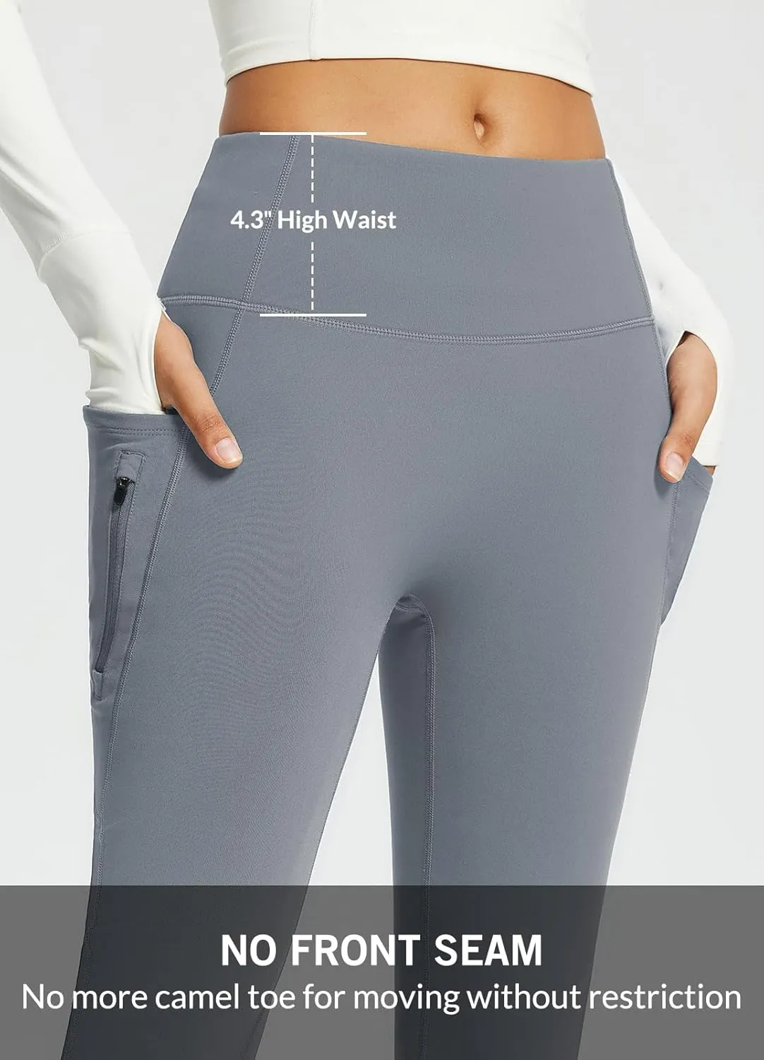 baleaf Women's Fleece Lined Pants Water Resistant Winter Thermal Warm Flare Leggings Bell Bottom Yoga Pants with Pockets