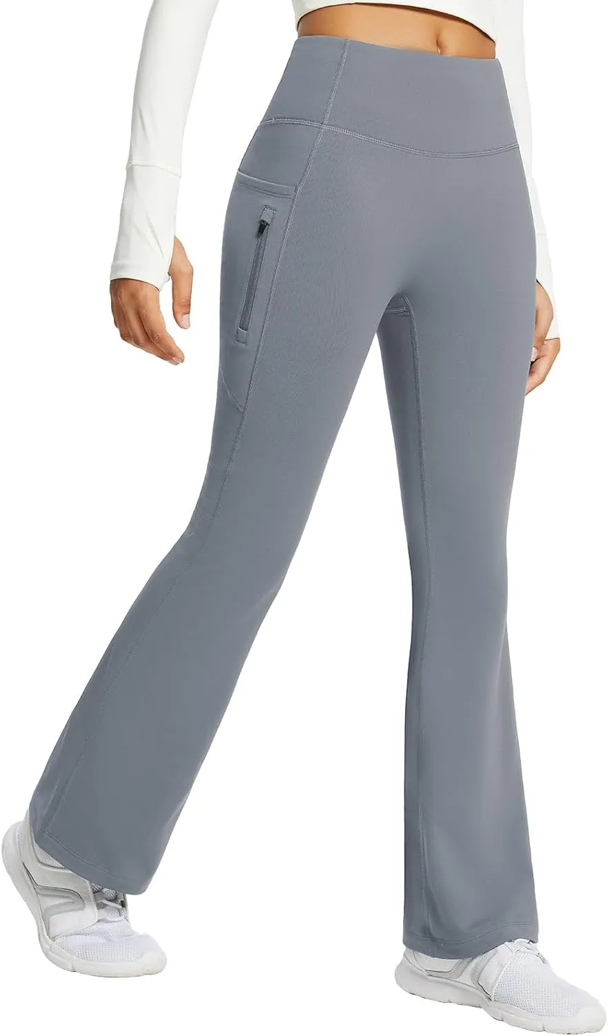 baleaf Women's Fleece Lined Pants Water Resistant Winter Thermal Warm Flare Leggings Bell Bottom Yoga Pants with Pockets
