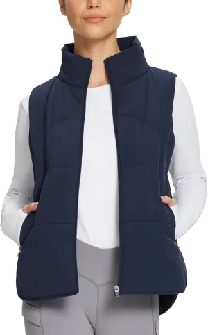 baleaf Women's Lightweight Puffer Vest Running Sleeveless Jacket Fall Winter Warm Vests Stand Collar