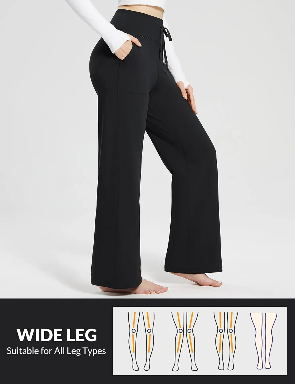 baleaf Womens Winter Pants Fleece Lined Wide Leg Sweatpants with Pockets Warm Yoga Lounge Drawstring