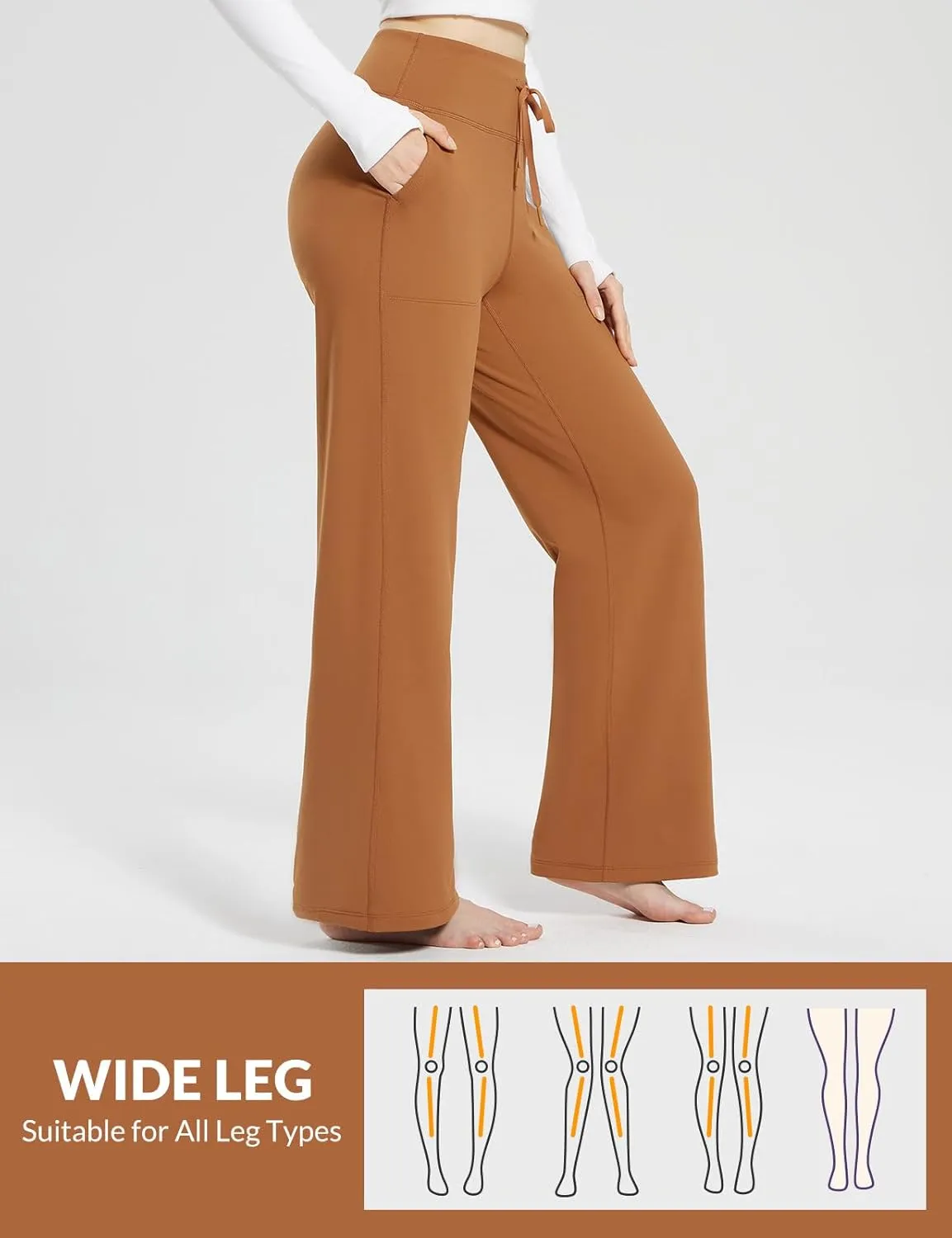 baleaf Womens Winter Pants Fleece Lined Wide Leg Sweatpants with Pockets Warm Yoga Lounge Drawstring