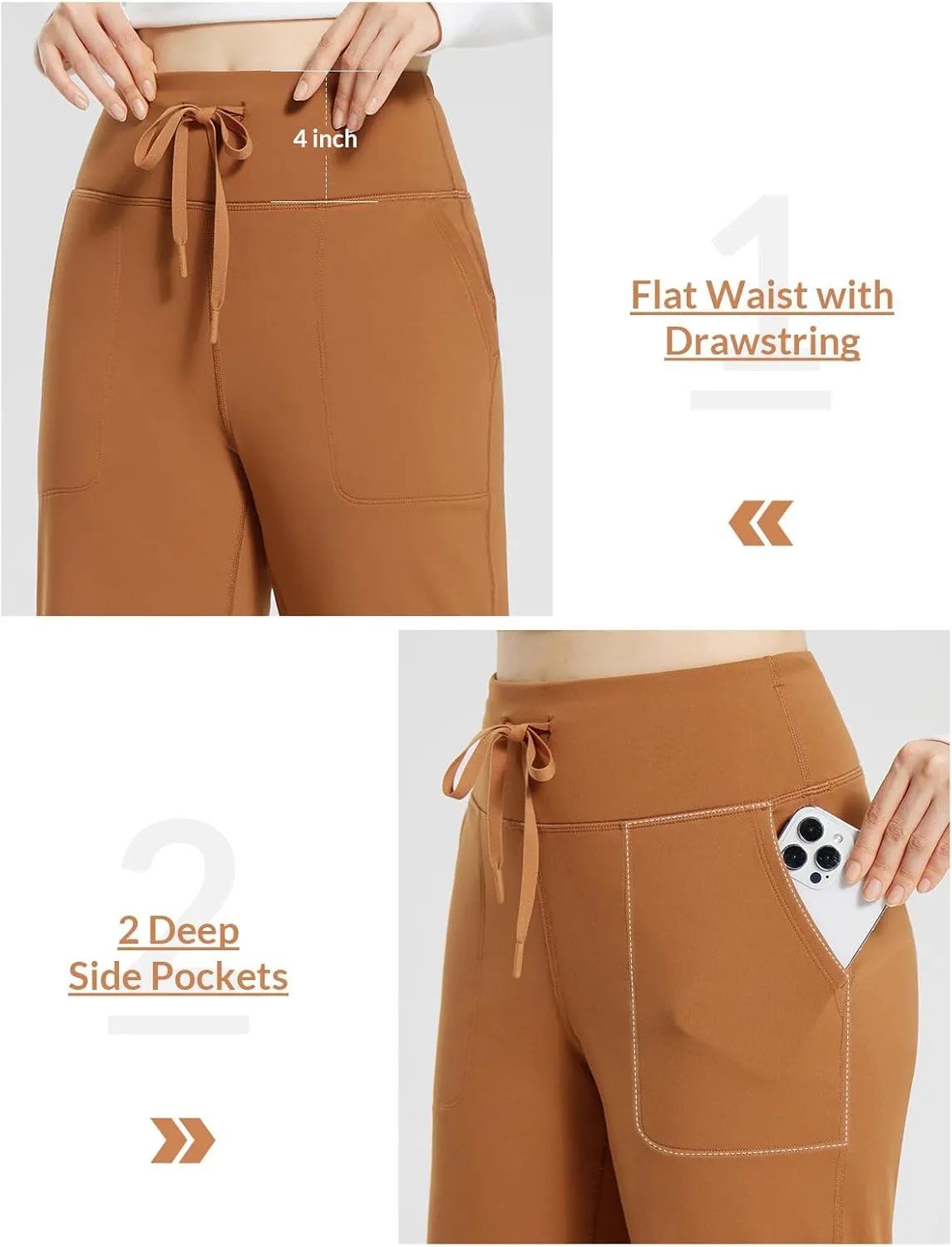 baleaf Womens Winter Pants Fleece Lined Wide Leg Sweatpants with Pockets Warm Yoga Lounge Drawstring