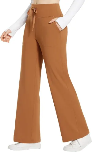 baleaf Womens Winter Pants Fleece Lined Wide Leg Sweatpants with Pockets Warm Yoga Lounge Drawstring