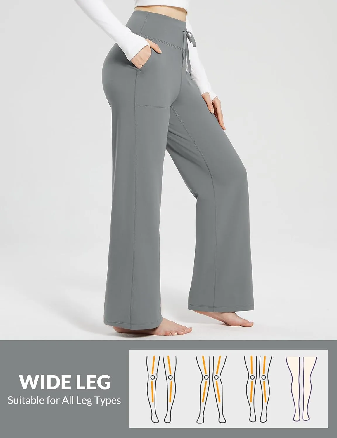 baleaf Womens Winter Pants Fleece Lined Wide Leg Sweatpants with Pockets Warm Yoga Lounge Drawstring