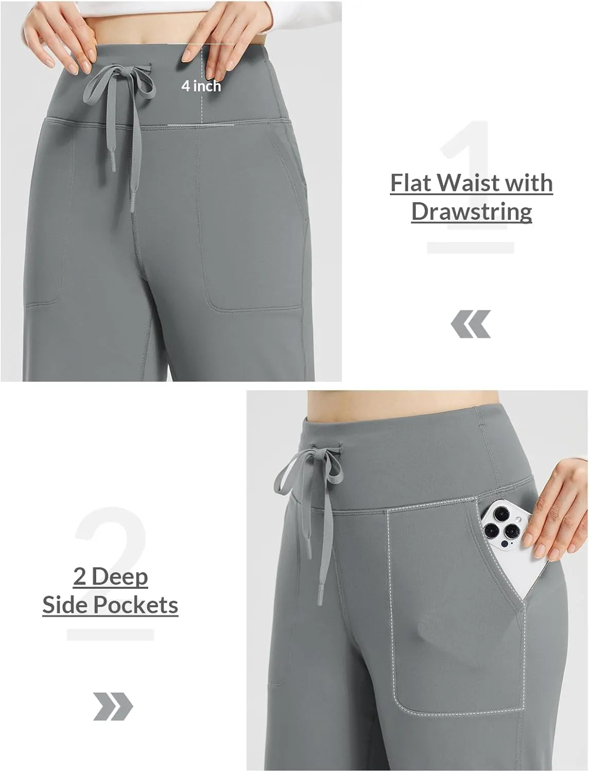 baleaf Womens Winter Pants Fleece Lined Wide Leg Sweatpants with Pockets Warm Yoga Lounge Drawstring
