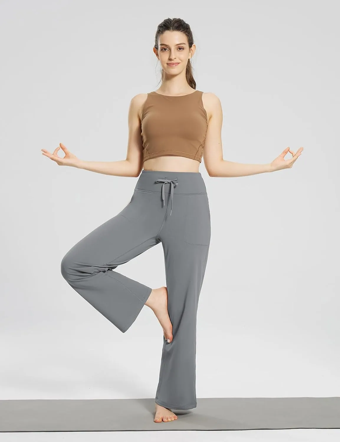 baleaf Womens Winter Pants Fleece Lined Wide Leg Sweatpants with Pockets Warm Yoga Lounge Drawstring