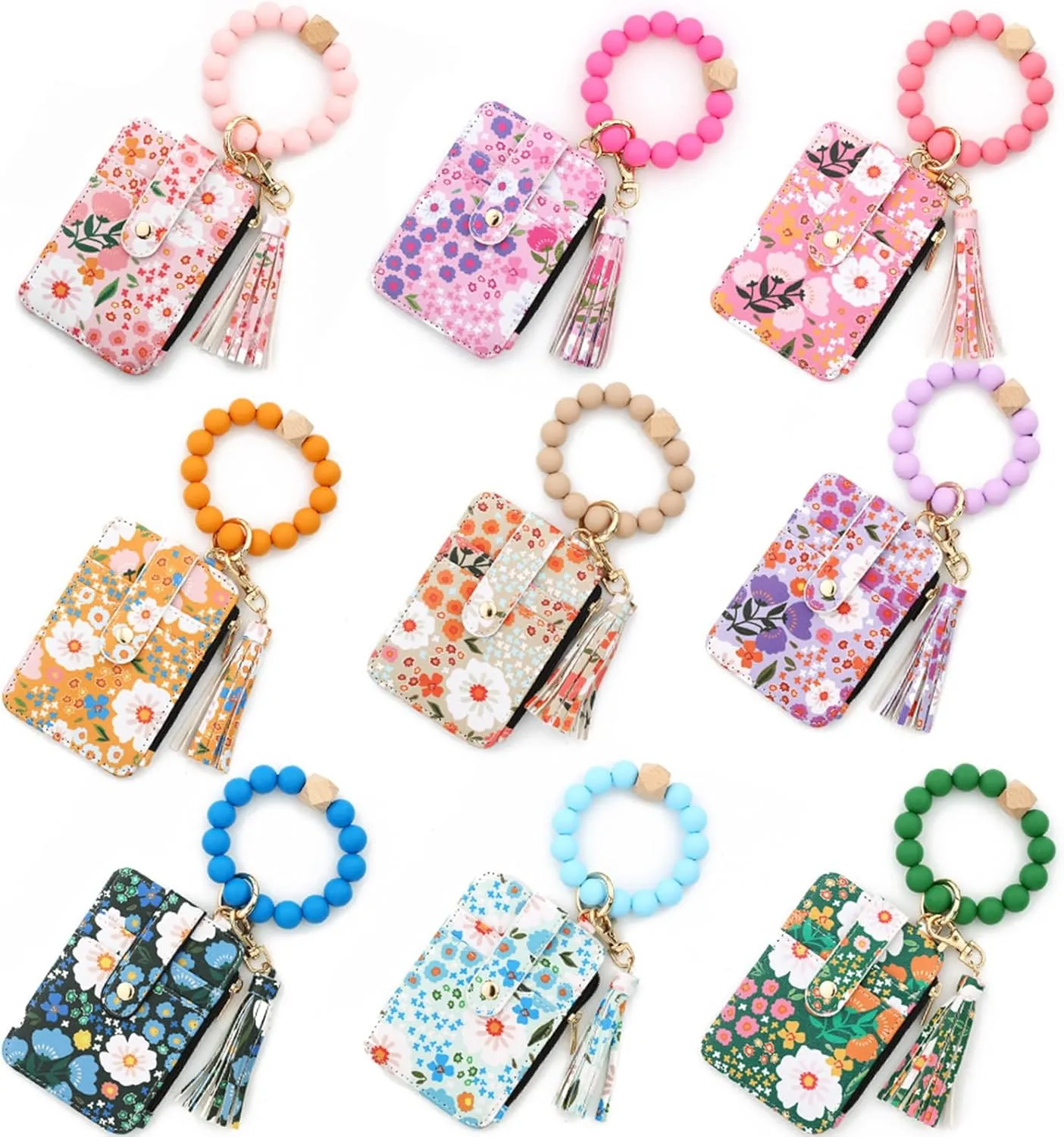 Beaded Keychain Wristlet, Wristlet Keychain with Wallet, Christmas Gift for Familt Stocking Stuffers