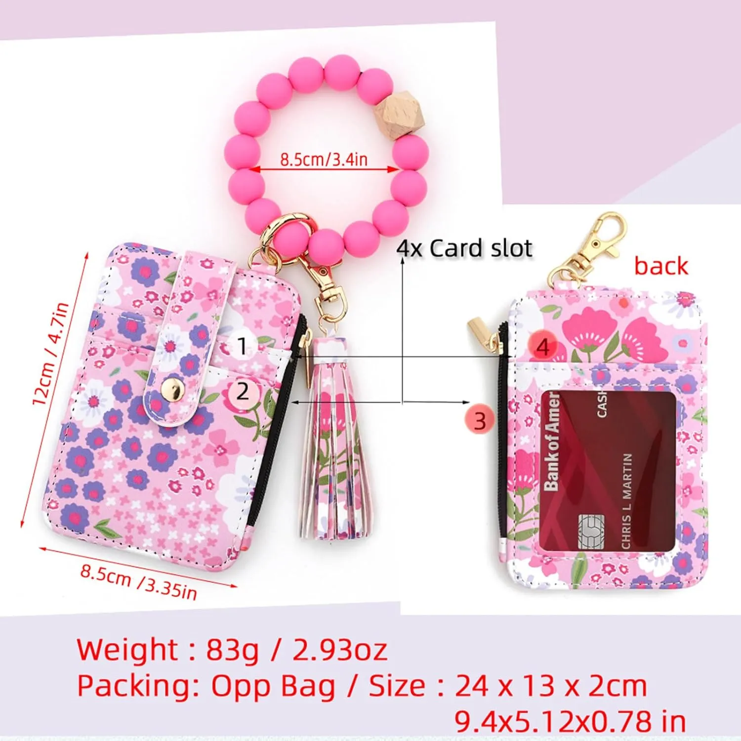 Beaded Keychain Wristlet, Wristlet Keychain with Wallet, Christmas Gift for Familt Stocking Stuffers