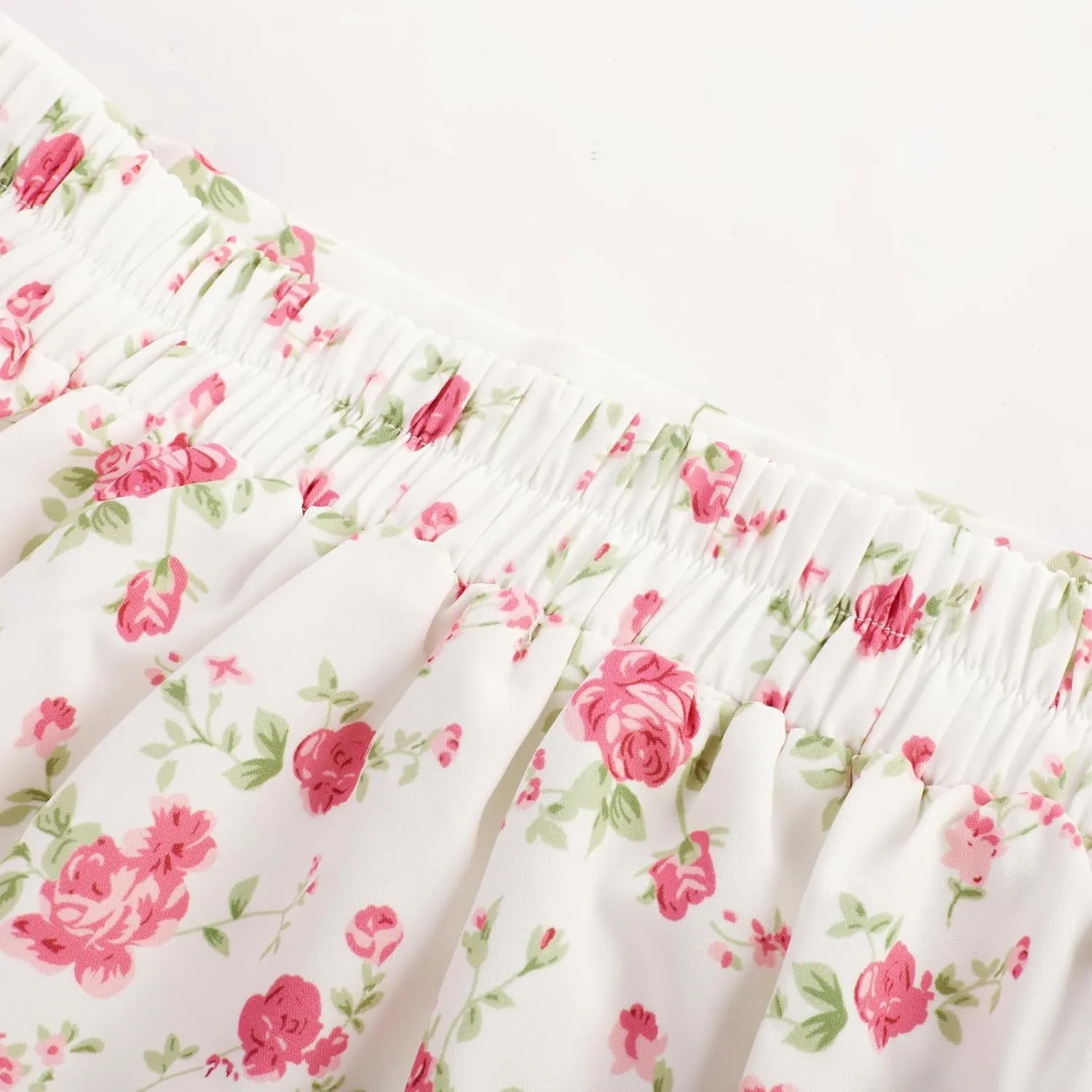 Belle Poque Womens Summer Floral Mini Skirt Casual High Waist Ruffle Flowy Boho Short Skirts