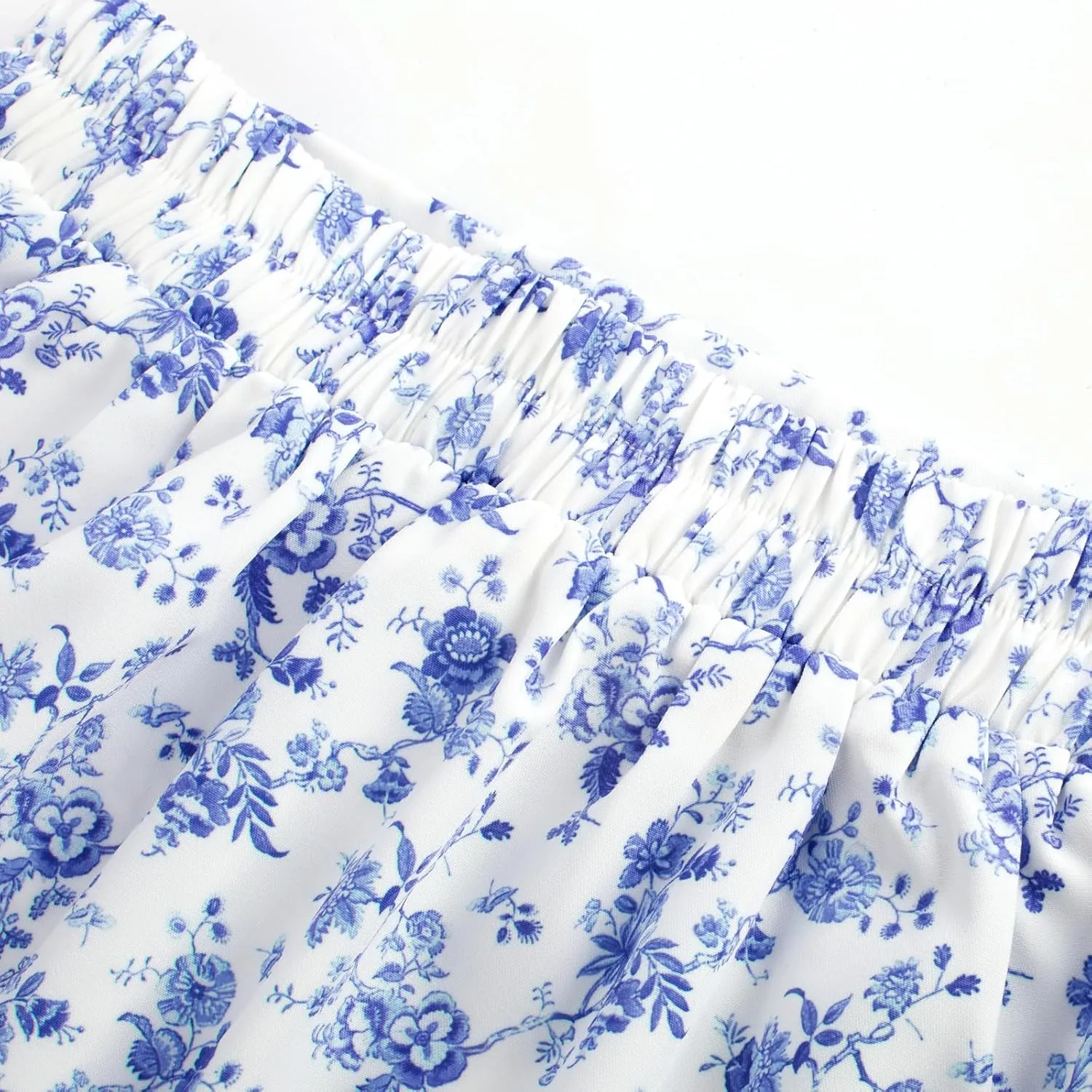 Belle Poque Womens Summer Floral Mini Skirt Casual High Waist Ruffle Flowy Boho Short Skirts