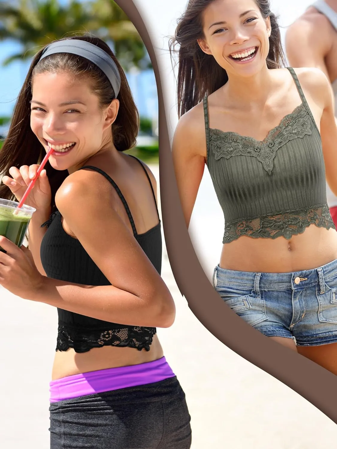 Bencailor 4 Pcs Lace Y2k Tank Tops Fairy Grunge Clothes Crop Tops Lace Patchwork Cami Ribbed Knitted Tank for Women