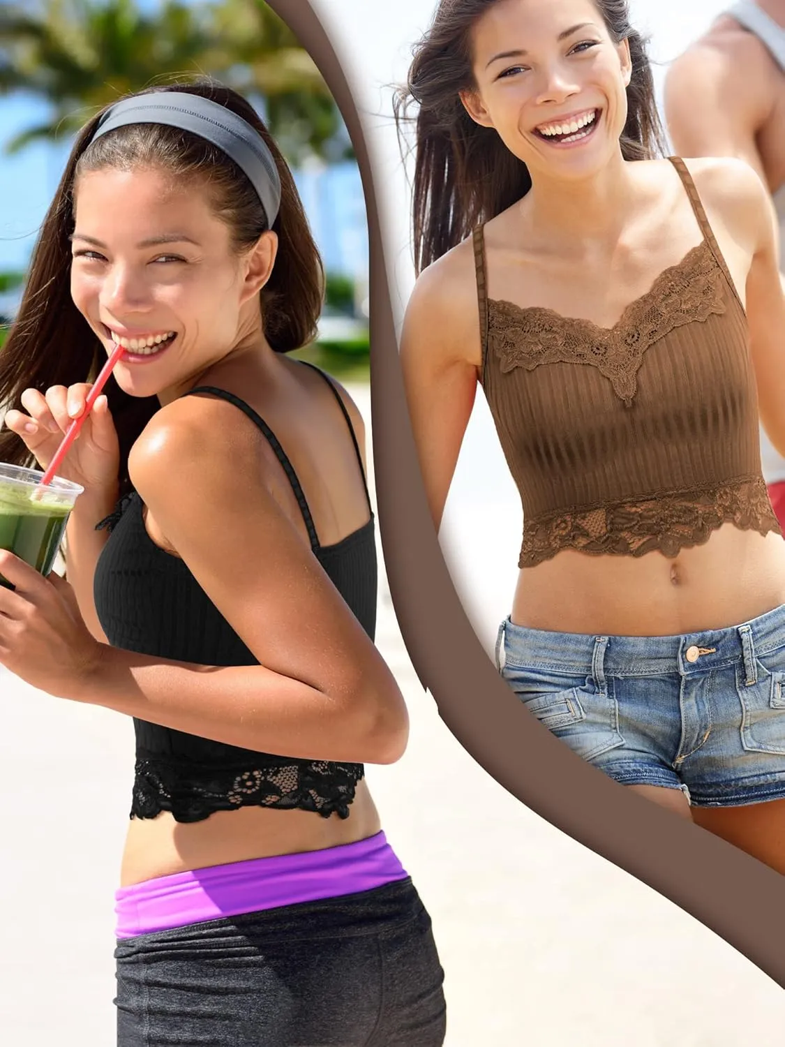 Bencailor 4 Pcs Lace Y2k Tank Tops Fairy Grunge Clothes Crop Tops Lace Patchwork Cami Ribbed Knitted Tank for Women