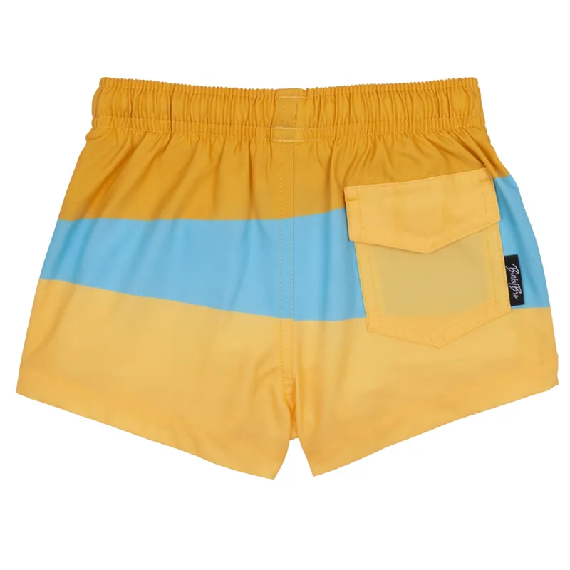 Binky Bro - Durban Swim Shorts in Blue, Orange, Yellow