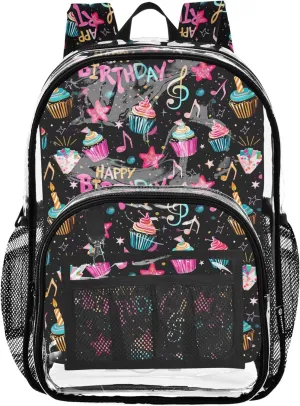 Birthday Element Black Boys Backpacks, Clear Plastic Bag, Transparent Bag, Clear Backpack for Boys
