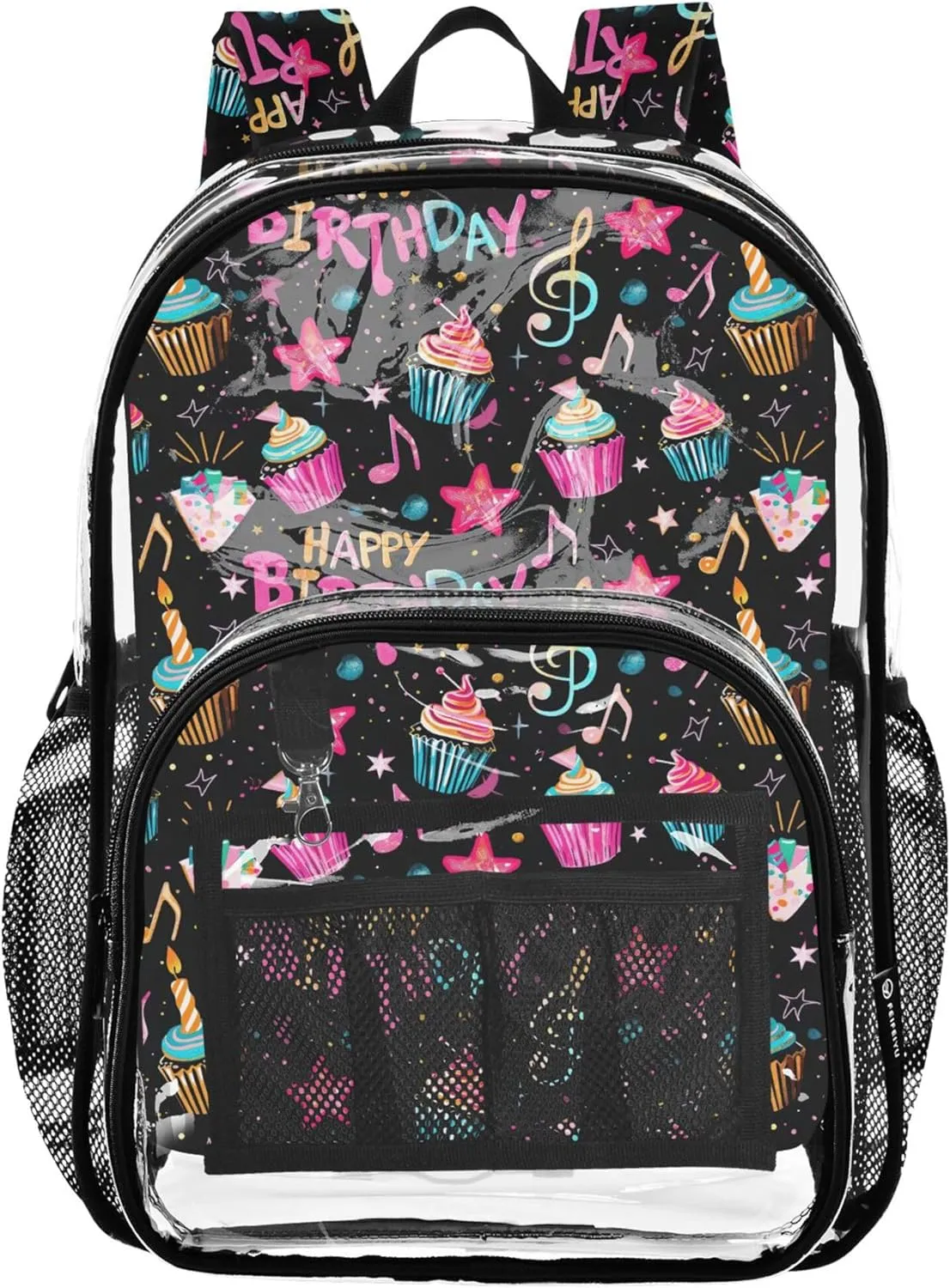 Birthday Element Black Boys Backpacks, Clear Plastic Bag, Transparent Bag, Clear Backpack for Boys