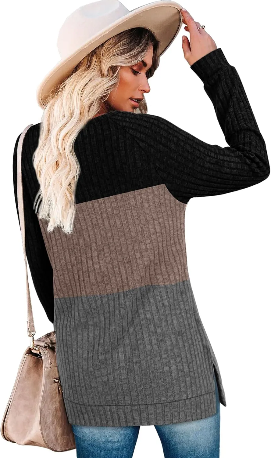 Bofell Long Sleeve Shirts for Women Lightweight Button Decor Tunic Tops Side Split