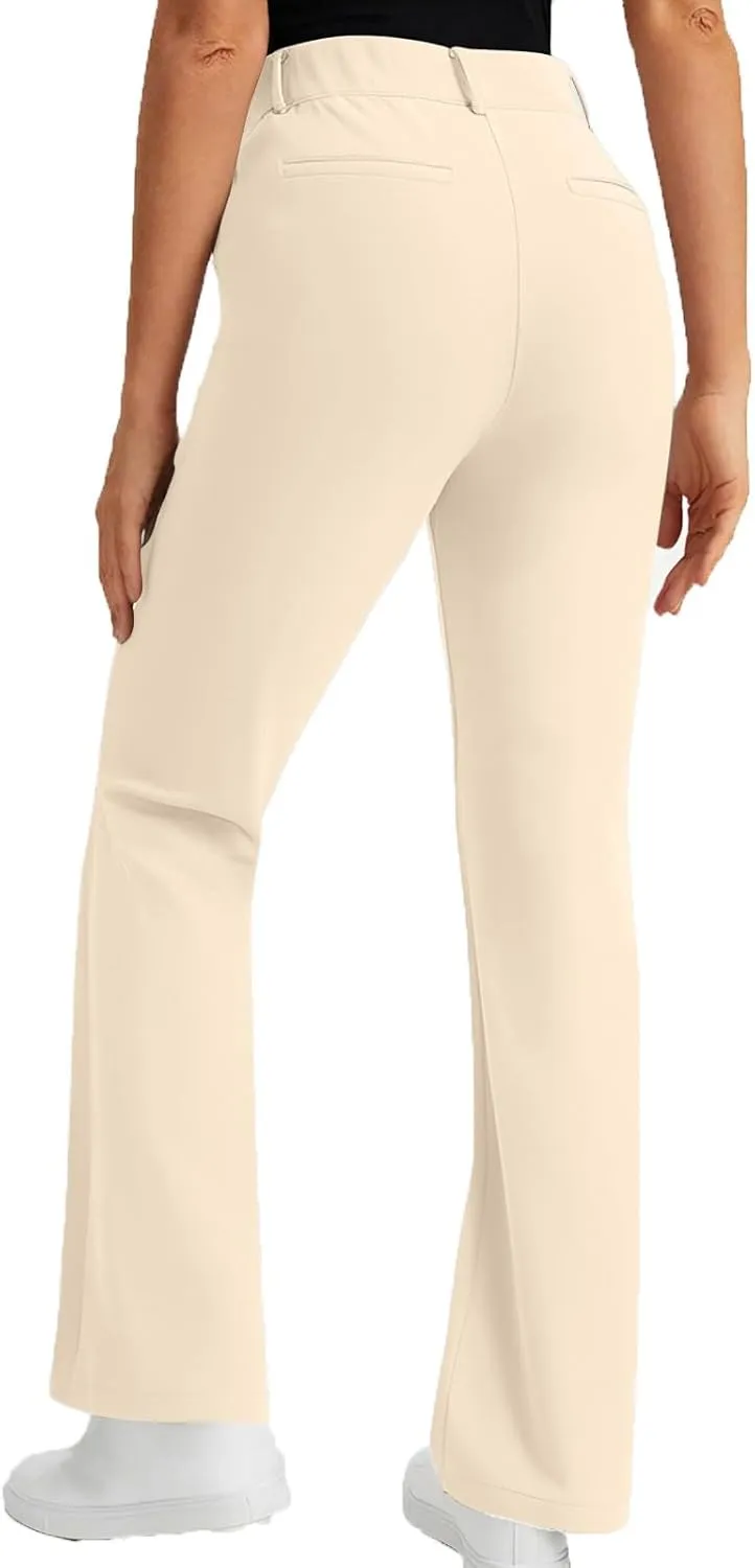 Bootcut Dress Pants for Women Business Casual High Waist Regular Fit Work Pants Elegant Office Trousers with Pockets