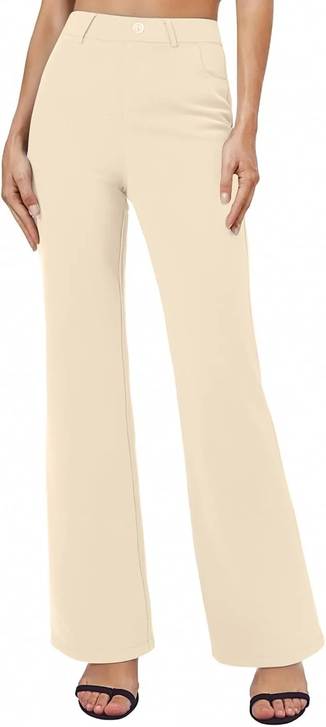 Bootcut Dress Pants for Women Business Casual High Waist Regular Fit Work Pants Elegant Office Trousers with Pockets