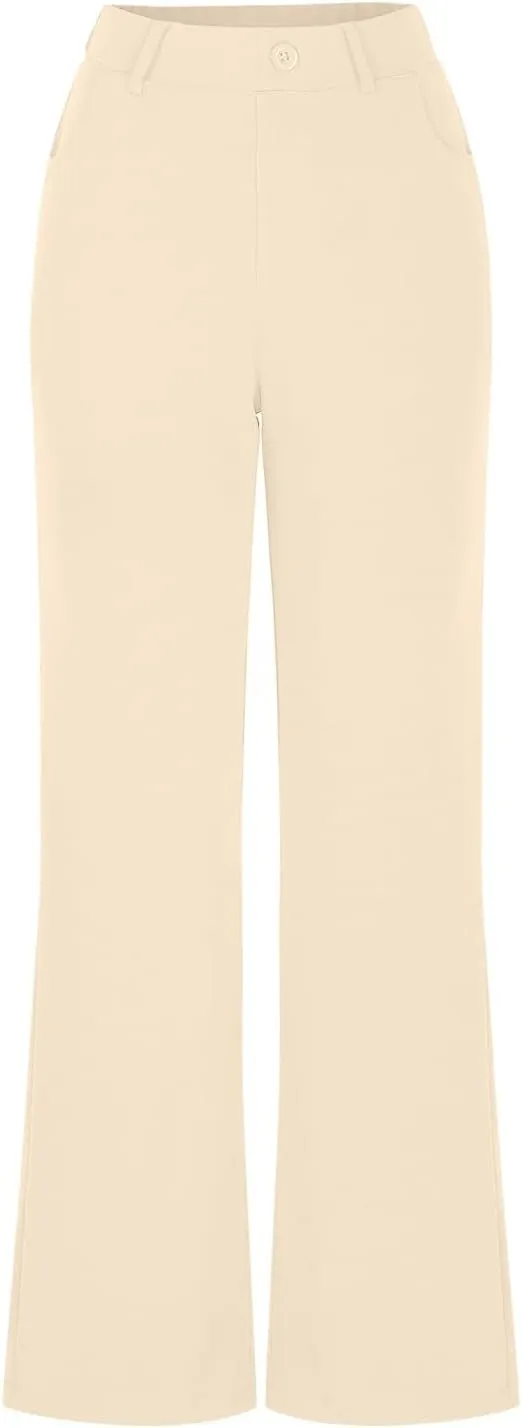 Bootcut Dress Pants for Women Business Casual High Waist Regular Fit Work Pants Elegant Office Trousers with Pockets